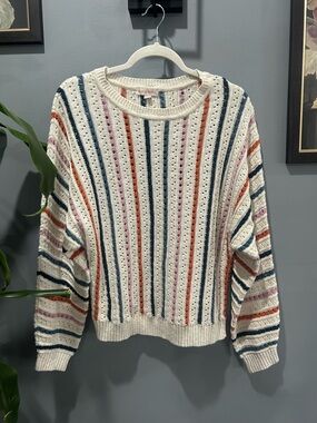 Knox Rose Multicolor Stripe Knit Sweater sz Large Boho